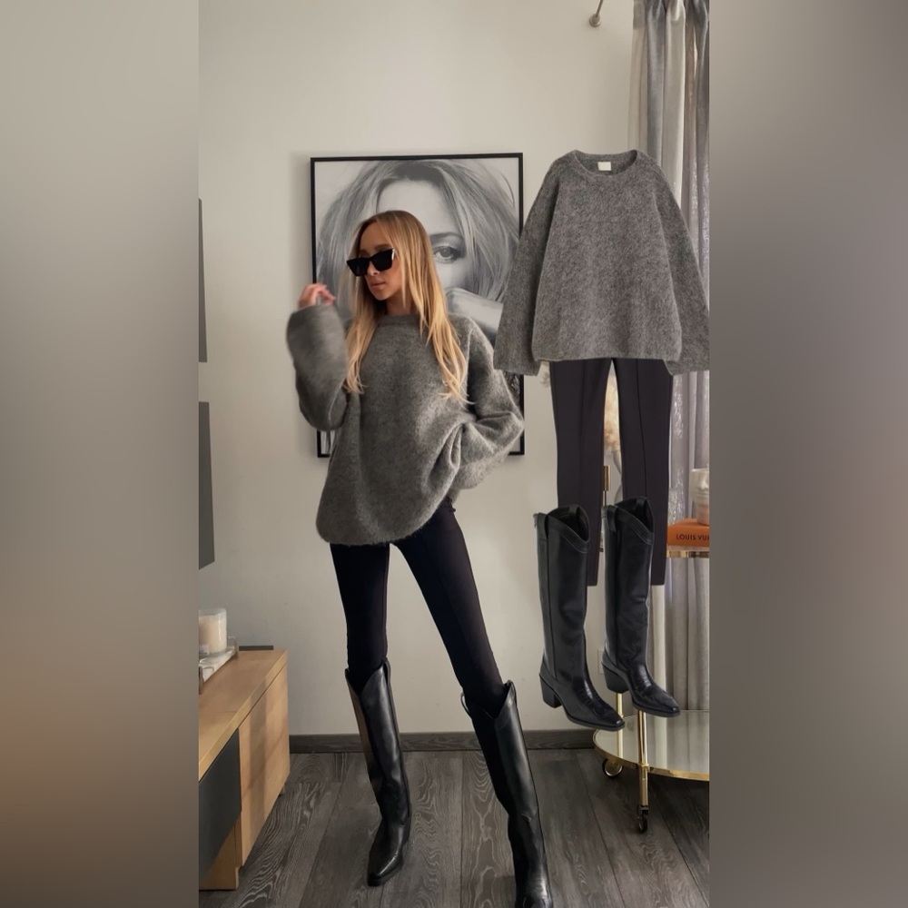 H&M mohair blend charcoal grey oversized fuzzy loose fit minimal scandi girl - Picture 12 of 12